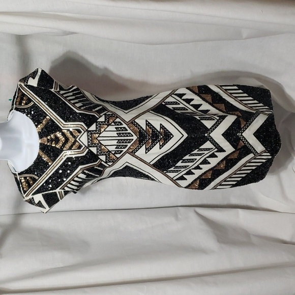 Express. Stunning Black & Gold Sequins Dress on a White Background.… - Picture 1 of 15